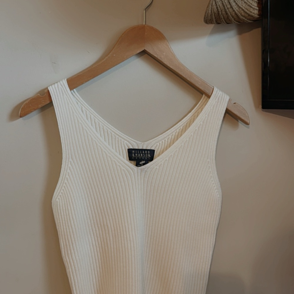 White Ribbed Tank Top